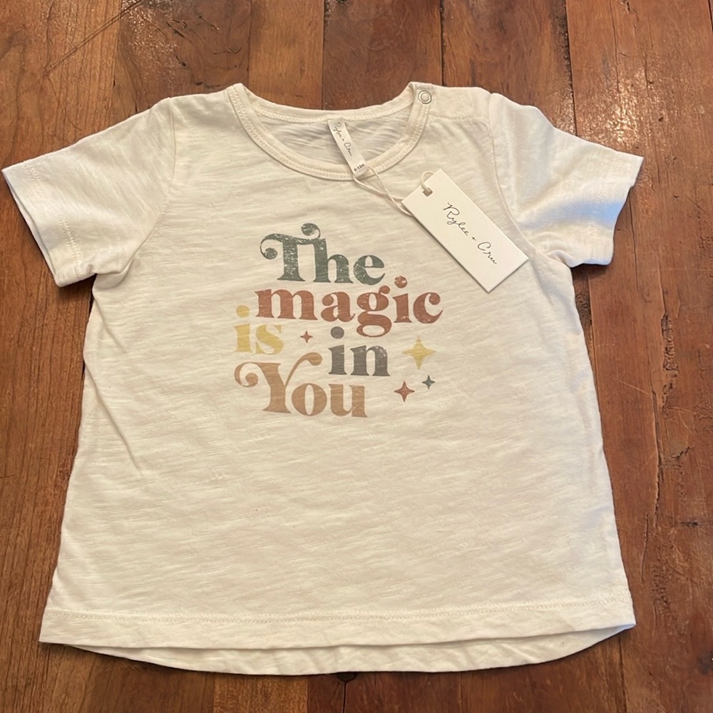Adorable & fun, Rylee + Cru “ The magic is in You”, T, Size 6-12m ivory colored